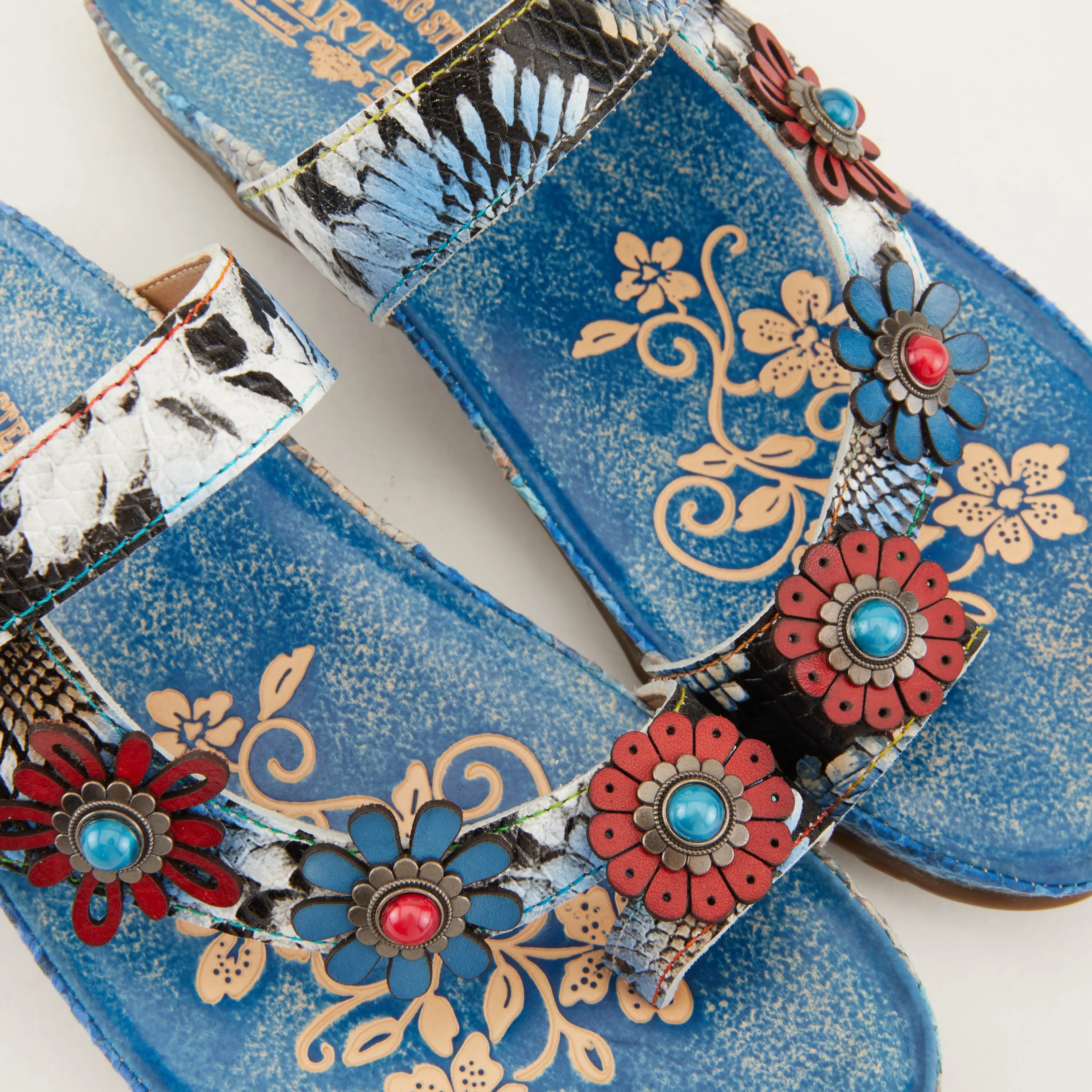 Spring Step Shoes  L'Artiste Kindness Slide Sandals Women's Leather Snake Skin