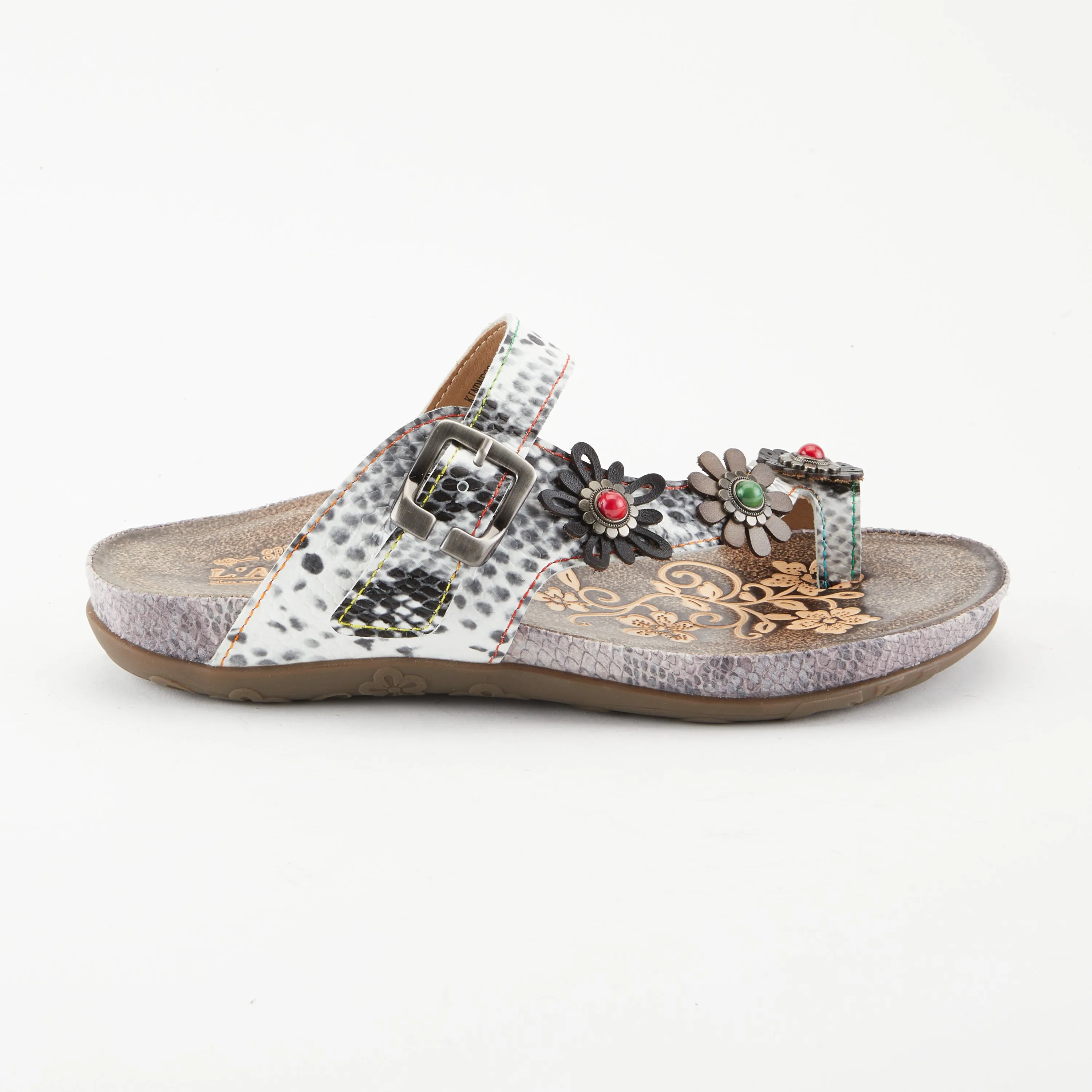 Spring Step Shoes  L'Artiste Kindness Slide Sandals Women's Leather Snake Skin