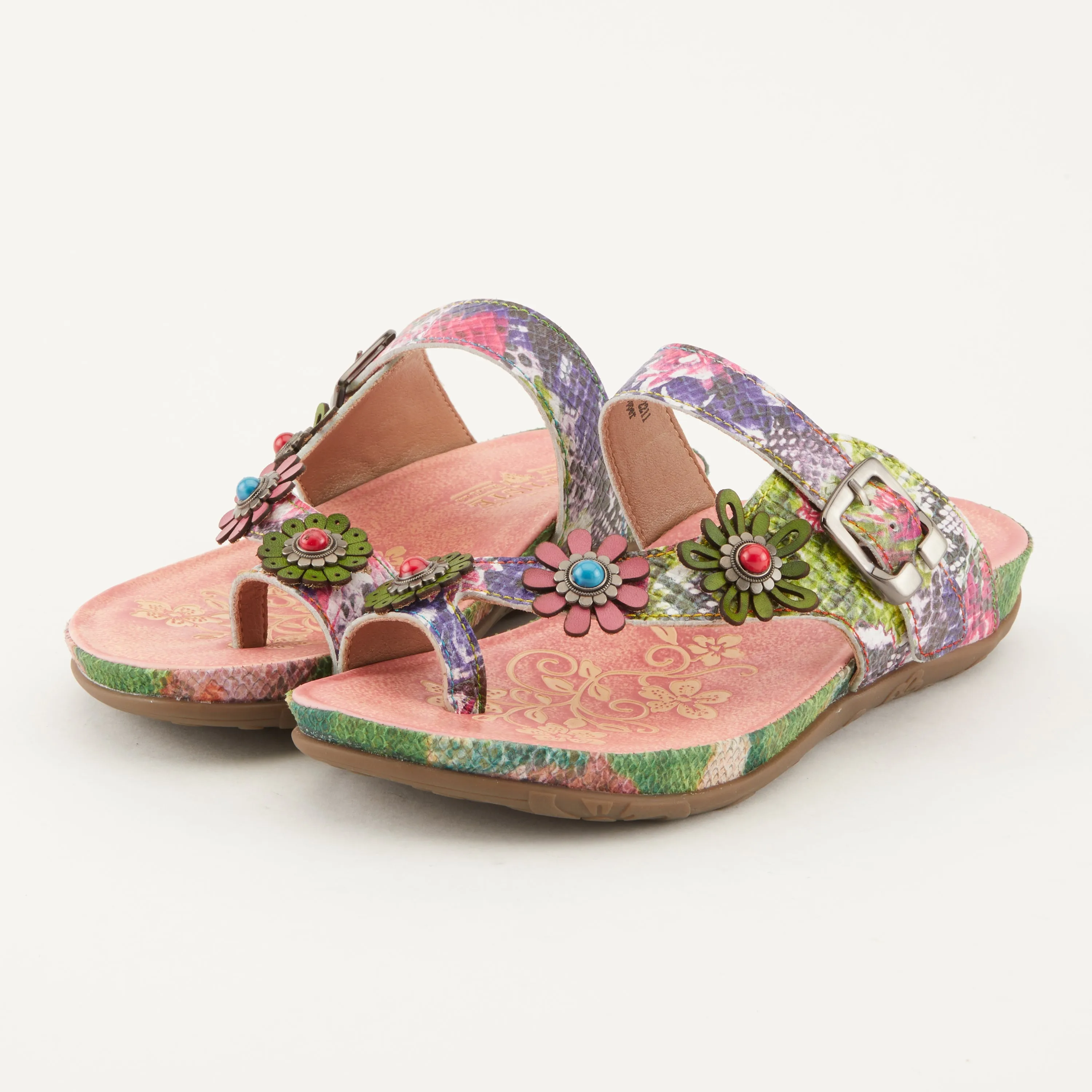Spring Step Shoes  L'Artiste Kindness Slide Sandals Women's Leather Snake Skin