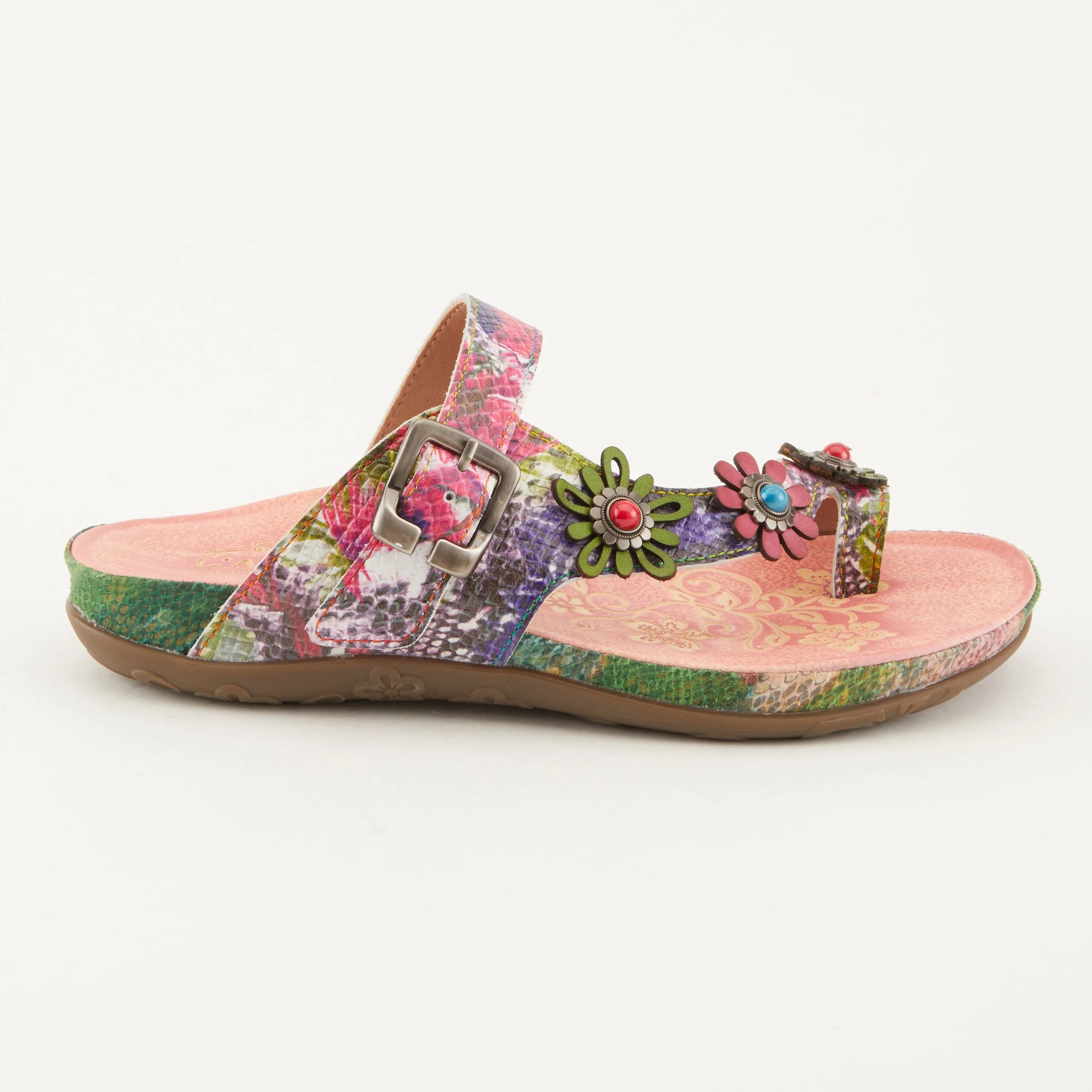 Spring Step Shoes  L'Artiste Kindness Slide Sandals Women's Leather Snake Skin