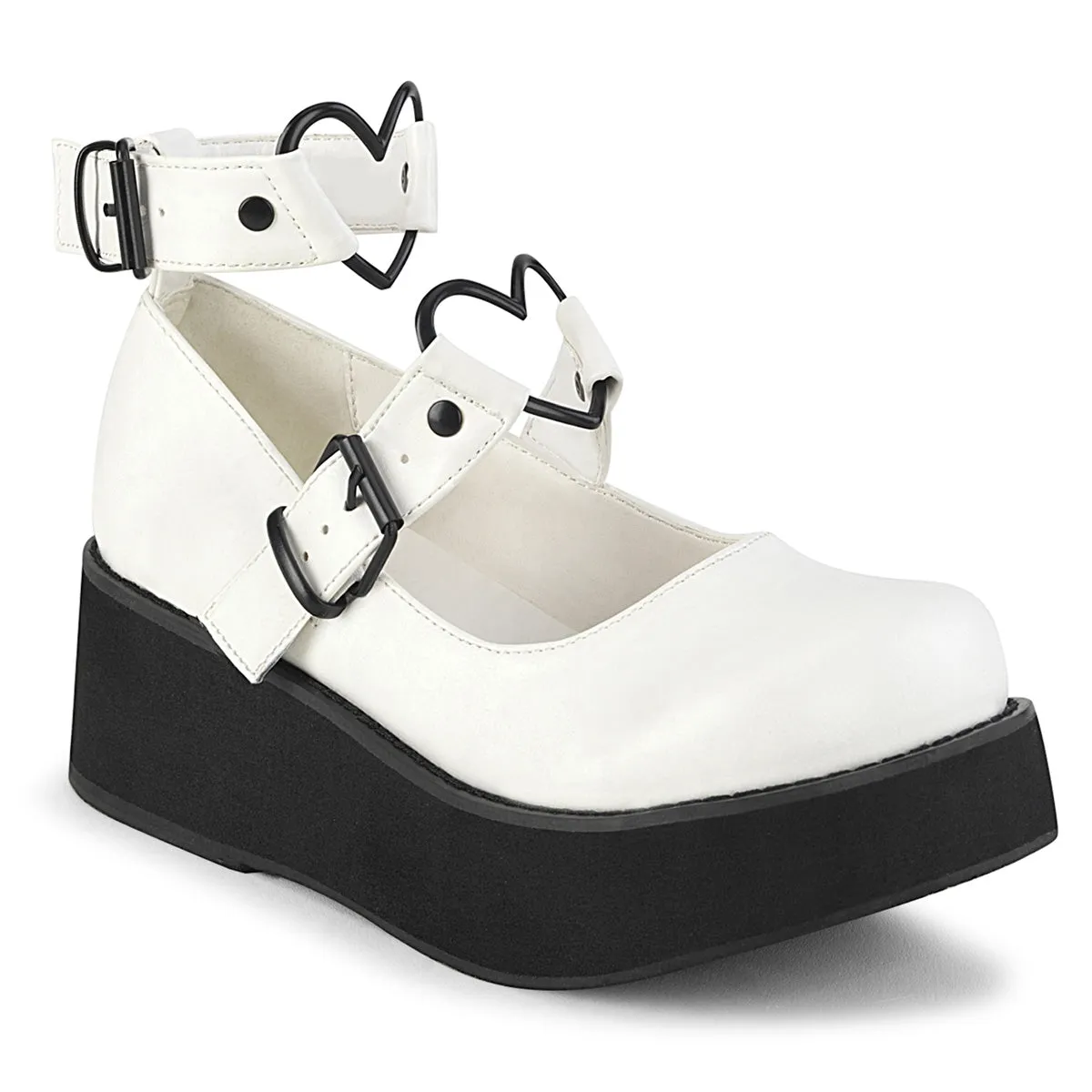 SPRITE-02 DemoniaCult White Vegan Leather Sexy Women's Heels & Platform Shoes (Alternative Footwear)