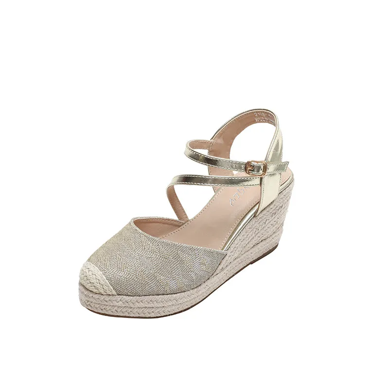 Summer Gladiator Women's Sandals Platform Wedges Sandals Sequins High Heels Buckle Hollow Rhinestone Women Shoes Casual