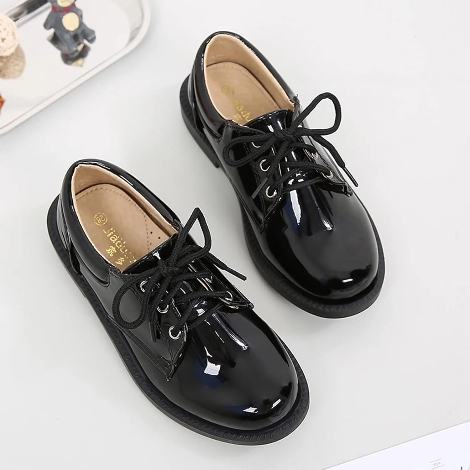 Toddler Baby Sneakers Fashion Autumn and Winter Boys Leather Shoes Boots Thick Student Dress Shoes Boy Solid Tied Shoes