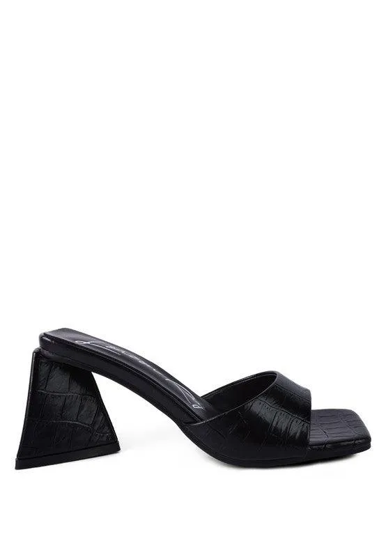 Trinity Triangle Block Heeled Croc Sandals