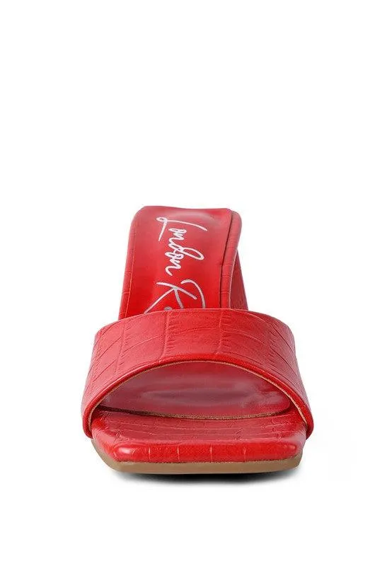 Trinity Triangle Block Heeled Croc Sandals