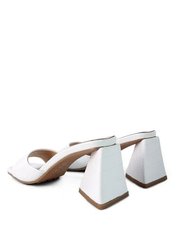 Trinity Triangle Block Heeled Croc Sandals