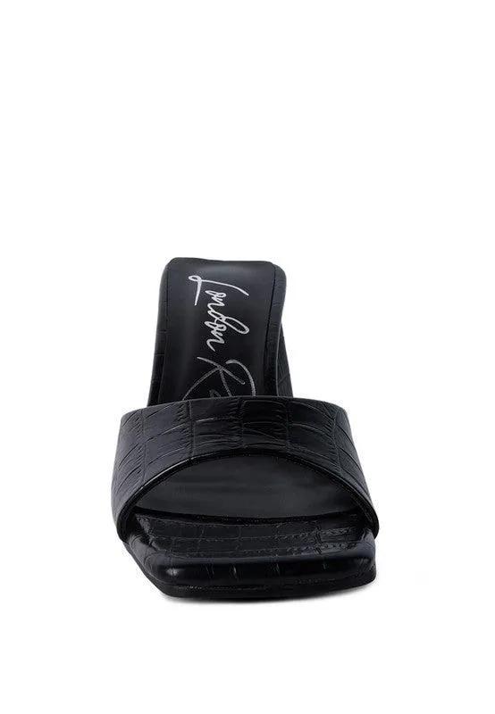 Trinity Triangle Block Heeled Croc Sandals