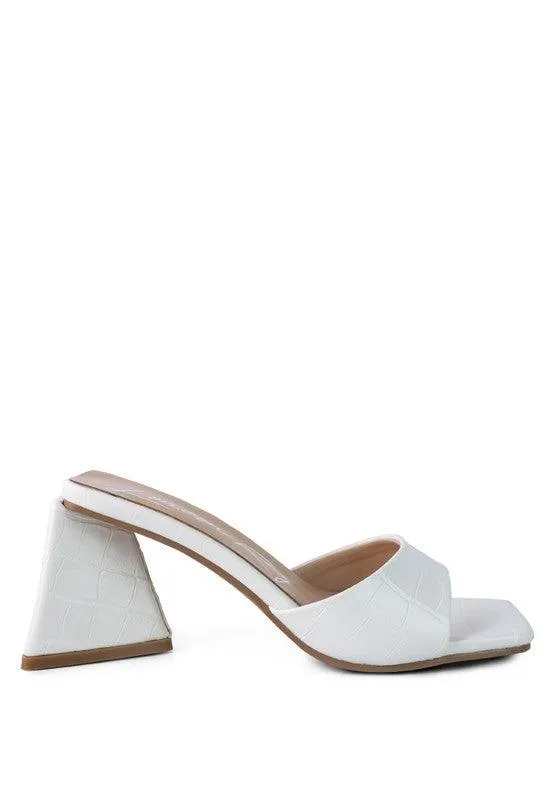 Trinity Triangle Block Heeled Croc Sandals
