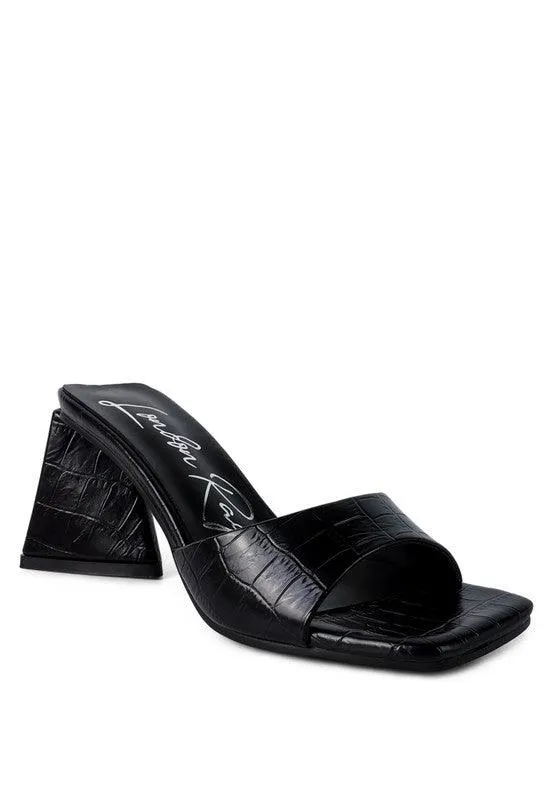 Trinity Triangle Block Heeled Croc Sandals
