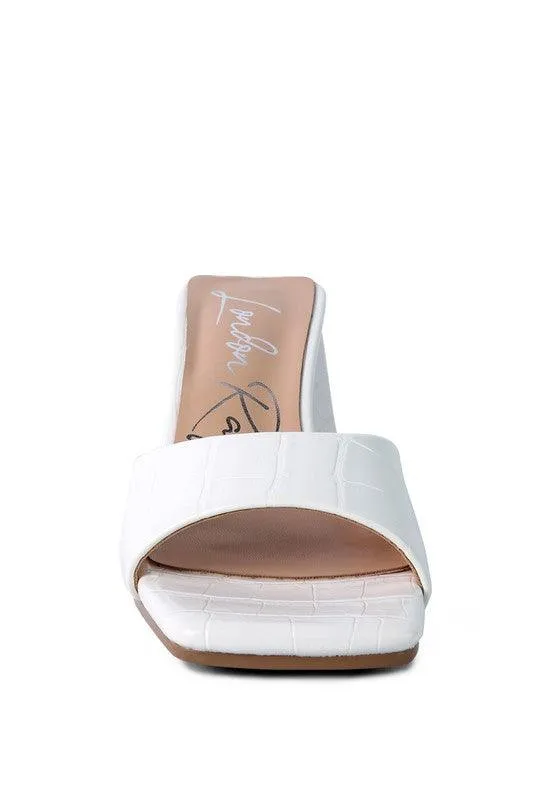 Trinity Triangle Block Heeled Croc Sandals