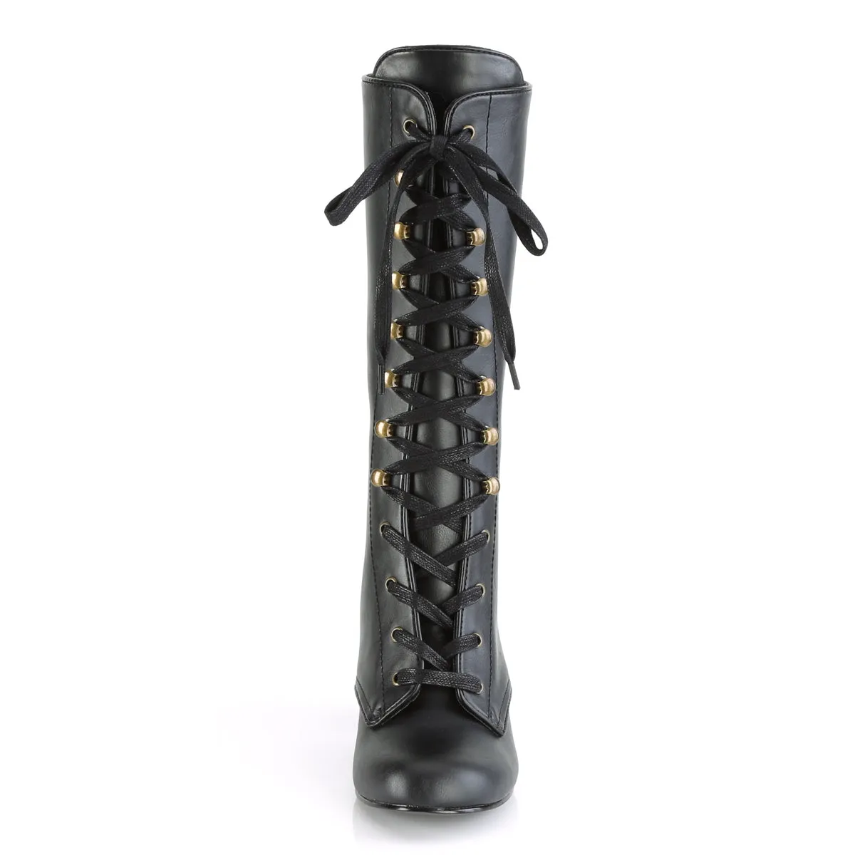 VIVIKA-205 DemoniaCult Black Vegan Leather Sexy Women's Mid-Calf & Knee High Boots (Alternative Footwear)