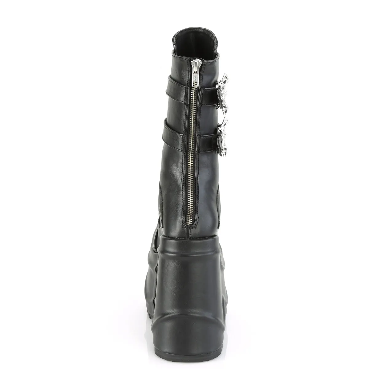 WAVE-150 DemoniaCult Black Vegan Leather Sexy Women's Mid-Calf & Knee High Boots (Alternative Footwear)