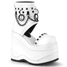 WAVE-22 DemoniaCult White Vegan Leather Sexy Women's Sandals (Alternative Footwear)