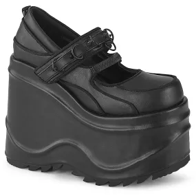 WAVE-48 DemoniaCult Black Vegan Leather Sexy Women's Heels & Platform Shoes (Alternative Footwear)