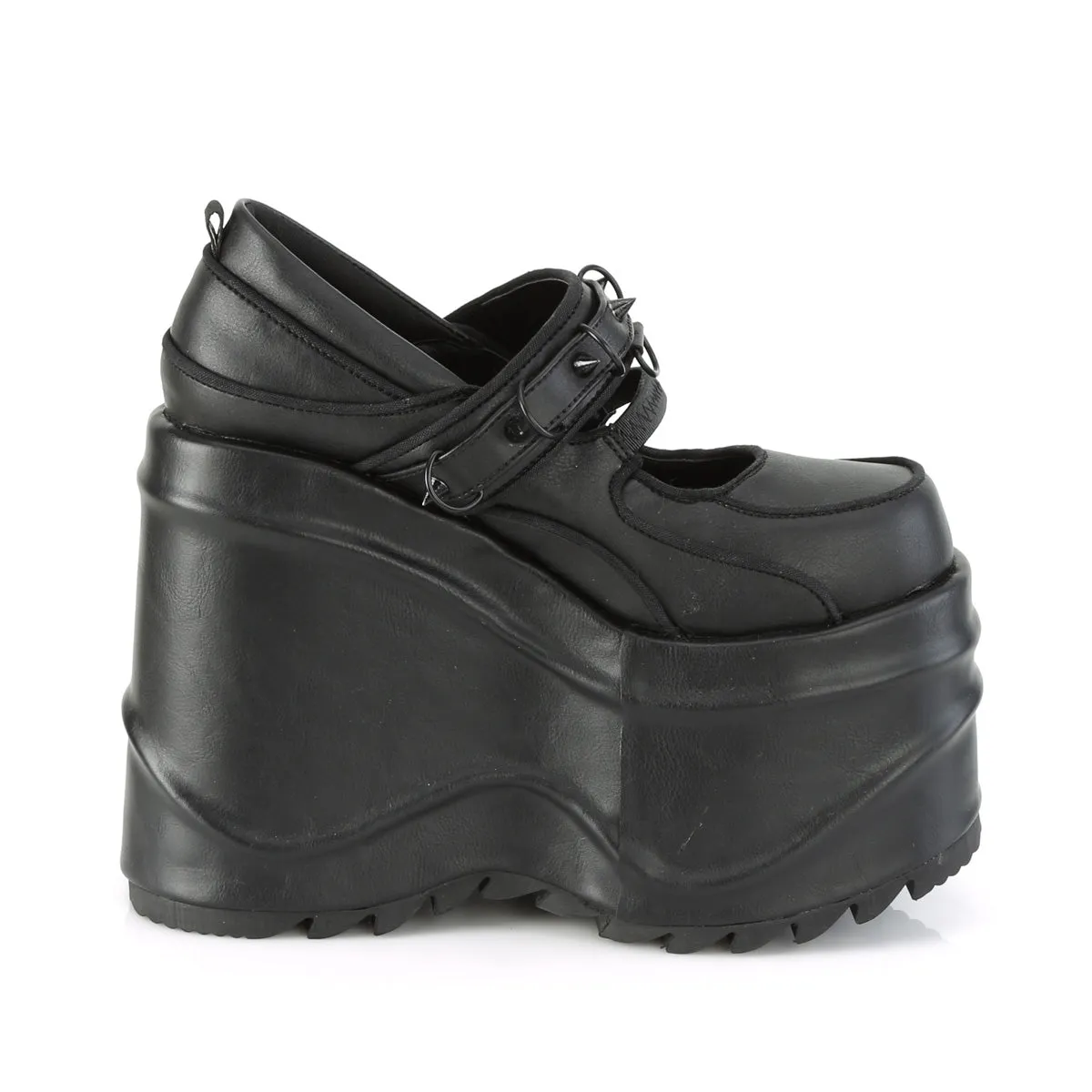 WAVE-48 DemoniaCult Black Vegan Leather Sexy Women's Heels & Platform Shoes (Alternative Footwear)