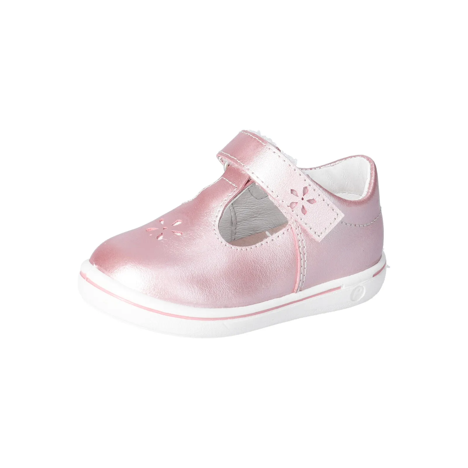 Winona Girl's T-Bar Shoe in Pearl Rose