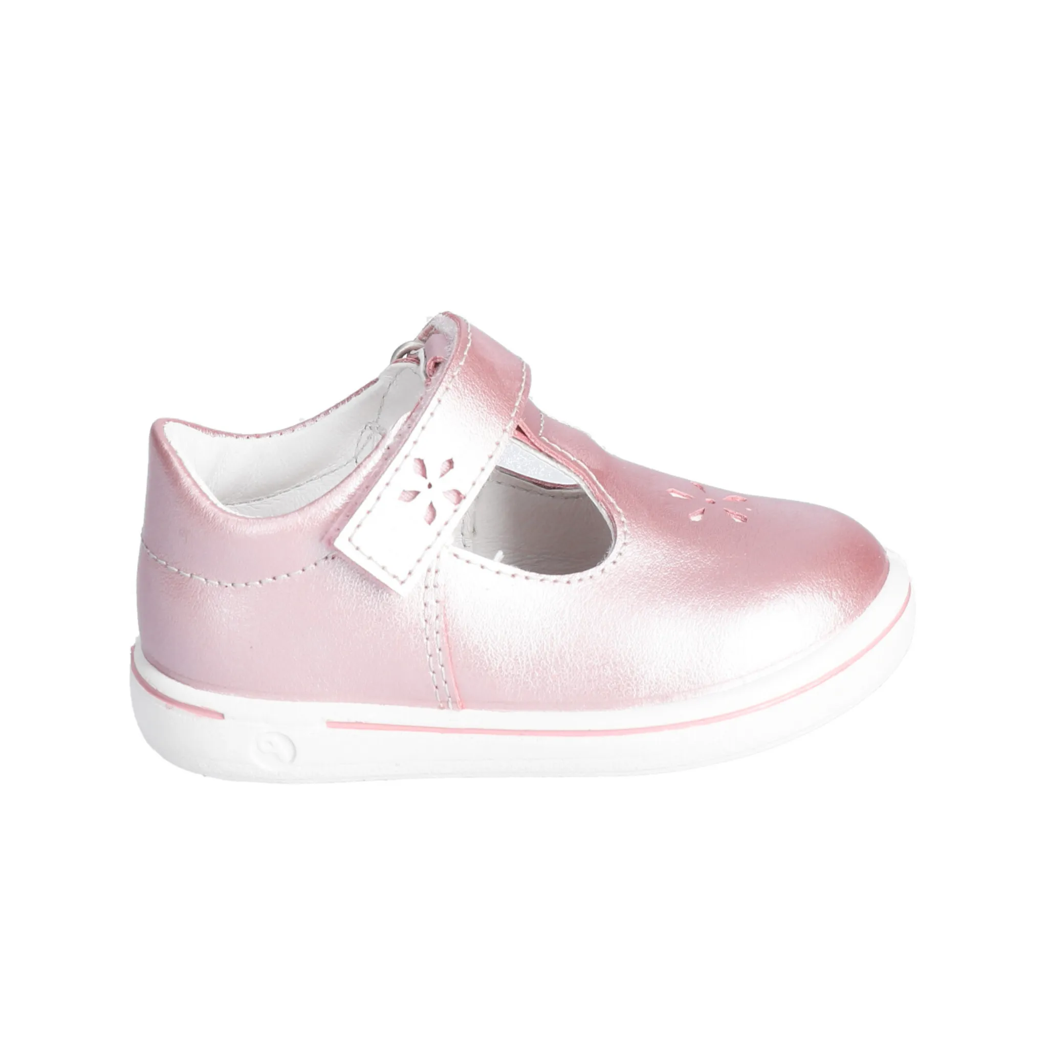 Winona Girl's T-Bar Shoe in Pearl Rose