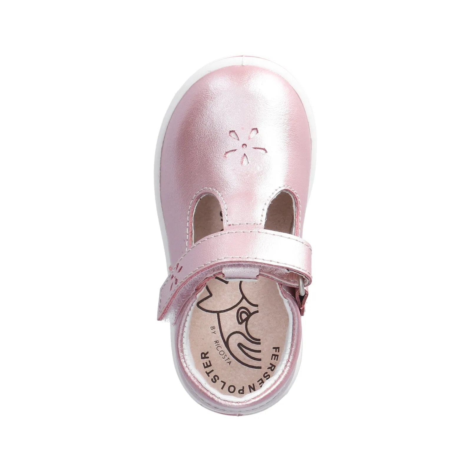 Winona Girl's T-Bar Shoe in Pearl Rose