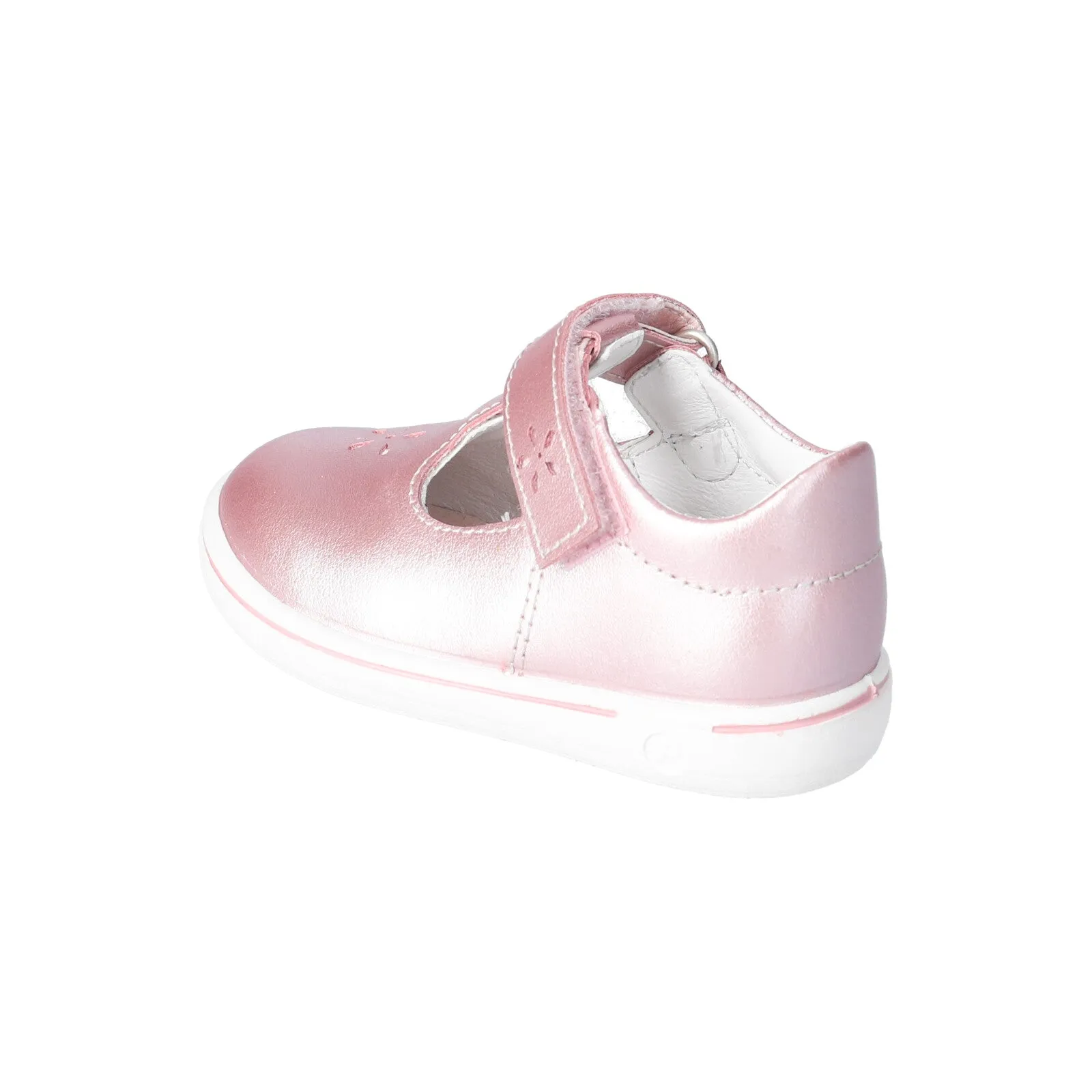 Winona Girl's T-Bar Shoe in Pearl Rose