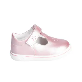 Winona Girl's T-Bar Shoe in Pearl Rose