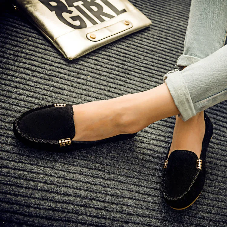 Women Fashion Soft Round Casual Spring Flat Rubber Loafer
