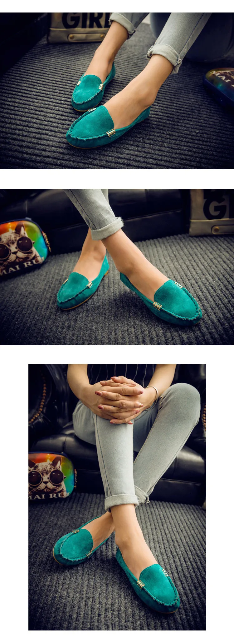 Women Fashion Soft Round Casual Spring Flat Rubber Loafer