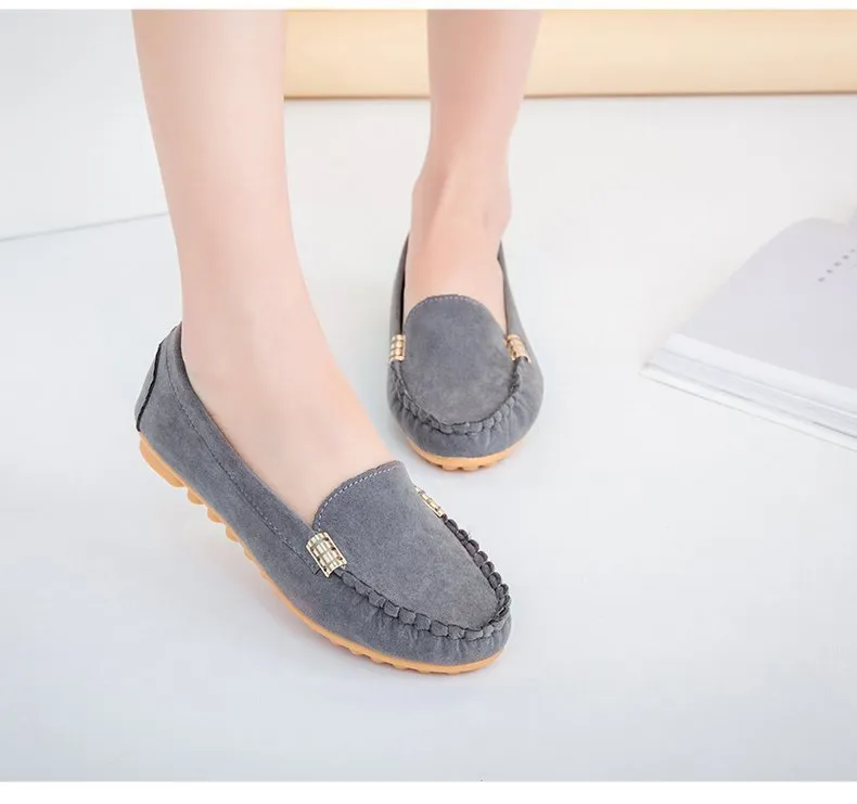 Women Fashion Soft Round Casual Spring Flat Rubber Loafer
