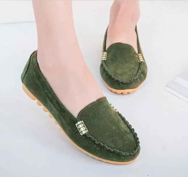Women Fashion Soft Round Casual Spring Flat Rubber Loafer