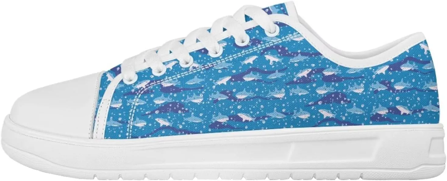 Womens Canvas Sneaker Animals Print Anti Slip Casual Shoes Lace Up Low Top Walking Slip On Footwear