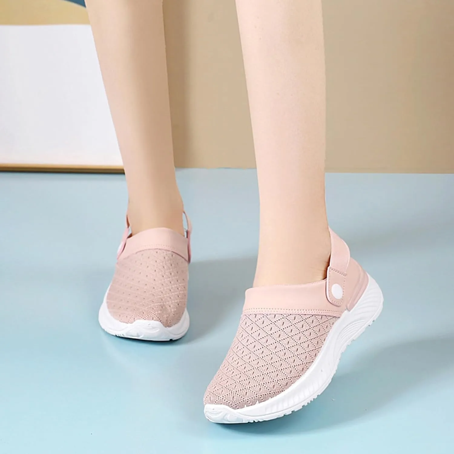Women's Casual Slip on Half Shoes Breathable Womens Running Shoes Comfortable Dress Casual Shoes Walking Sneakers White Tennis Shoe Cross Trainer Shoe
