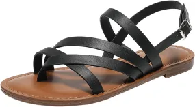 Women's Casual Strappy Sandal Adjustable Open Toe Casual Fisherman Sandal Casual Strappy Dressy Comfortable Ankle Strap Summer Beach Walking Sandals
