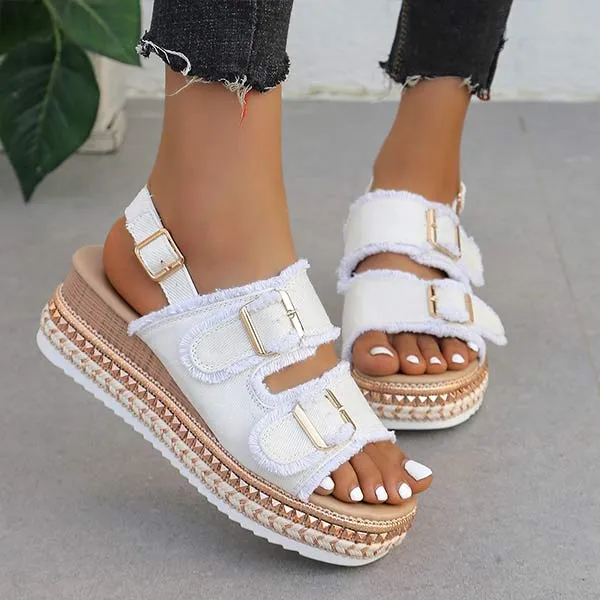 Women's Denim Ankle Strap Sandals 25454702C