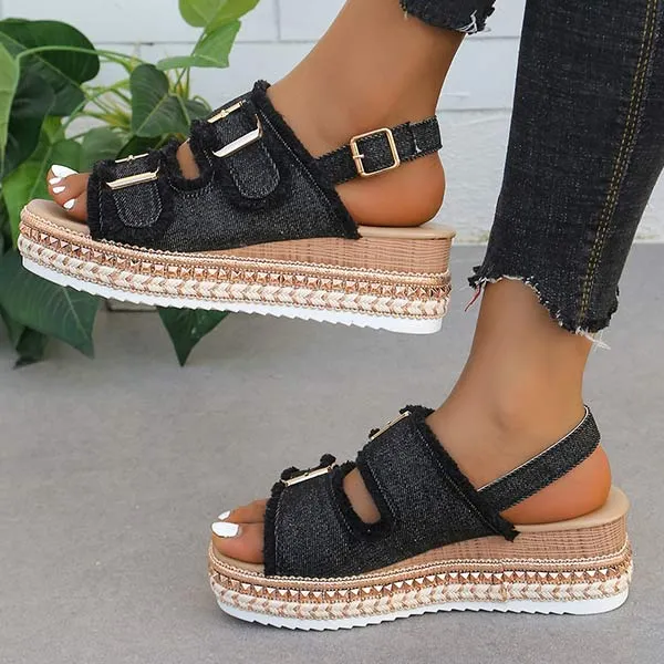 Women's Denim Ankle Strap Sandals 25454702C
