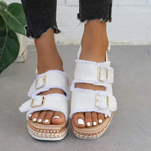 Women's Denim Ankle Strap Sandals 25454702C