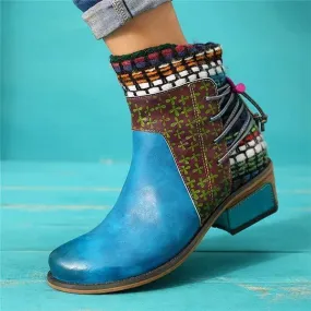 Women's Ethnic Low-Heel Ankle Boots 14104205C