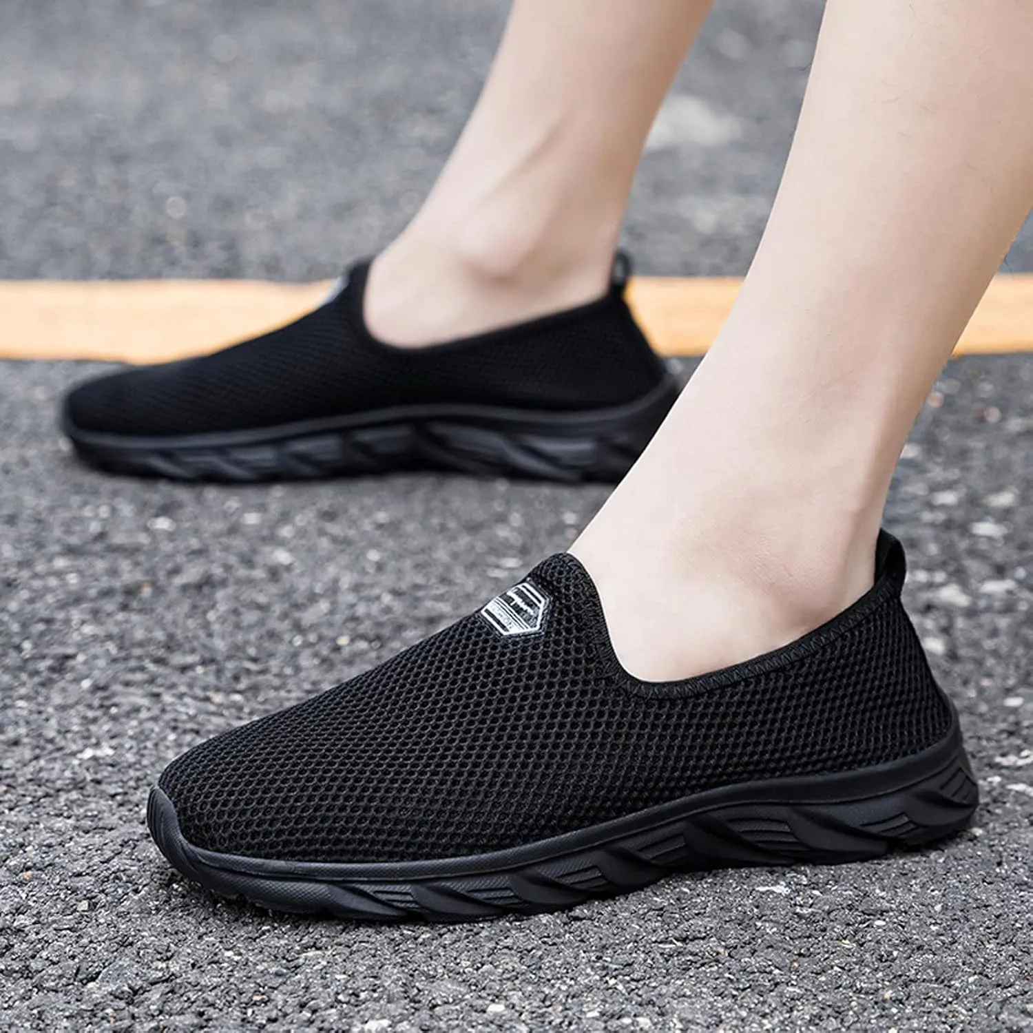 Women's Fashion Sneaker Womens Walking Shoes Slip On Fashion Tennis Shoes Mens Orthopedic Loafers for Women with Arch Support Women Black Sneakers