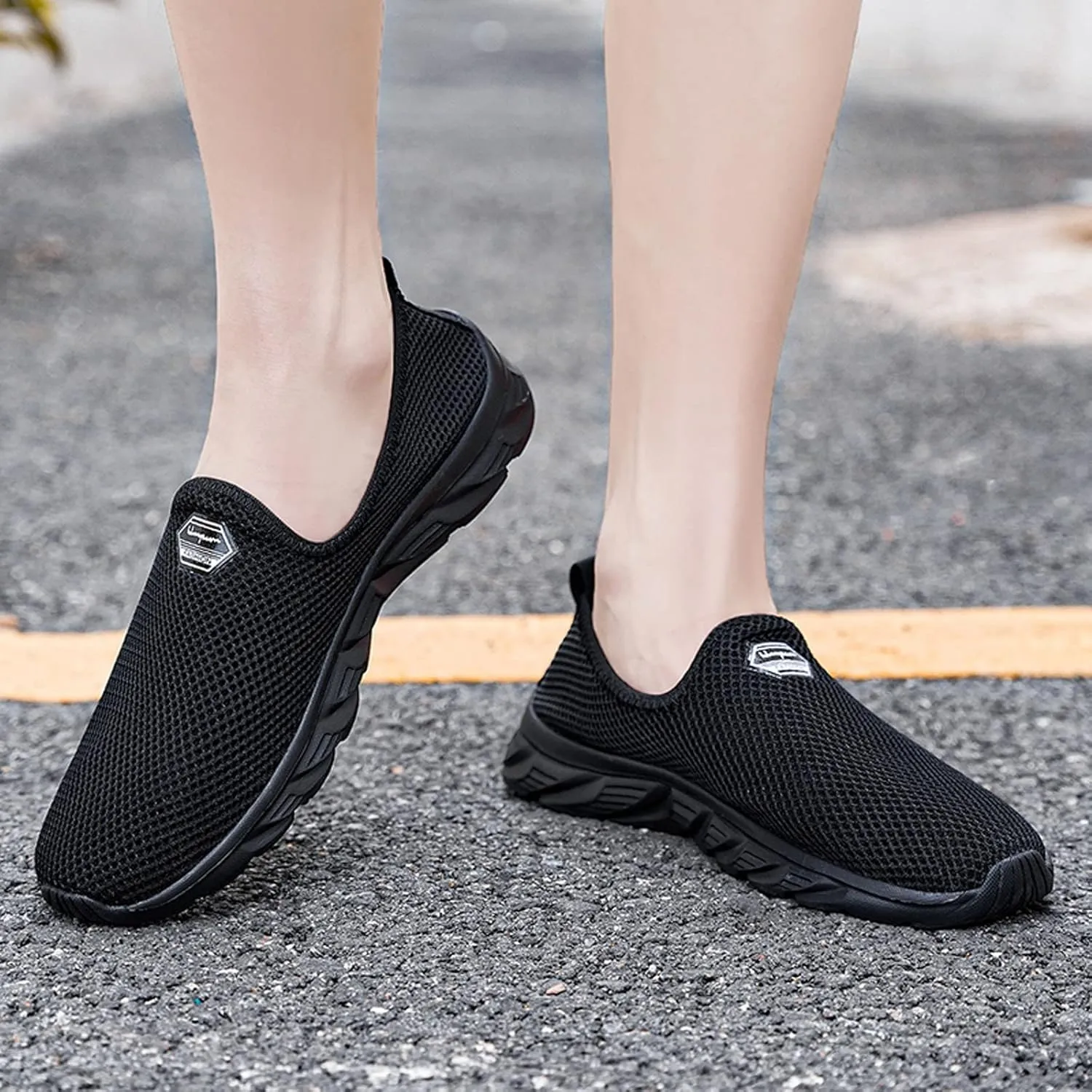Women's Fashion Sneaker Womens Walking Shoes Slip On Fashion Tennis Shoes Mens Orthopedic Loafers for Women with Arch Support Women Black Sneakers