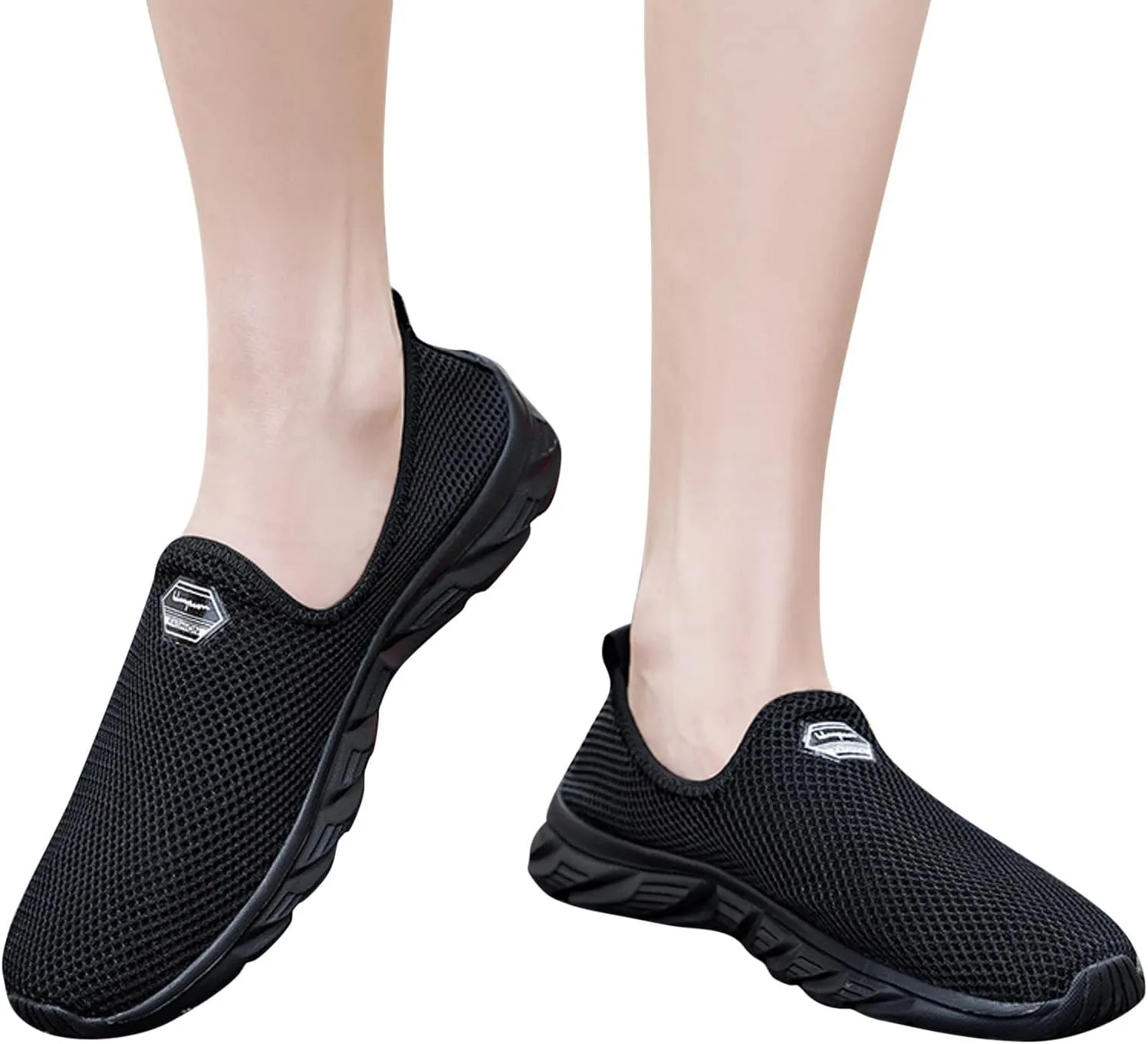 Women's Fashion Sneaker Womens Walking Shoes Slip On Fashion Tennis Shoes Mens Orthopedic Loafers for Women with Arch Support Women Black Sneakers
