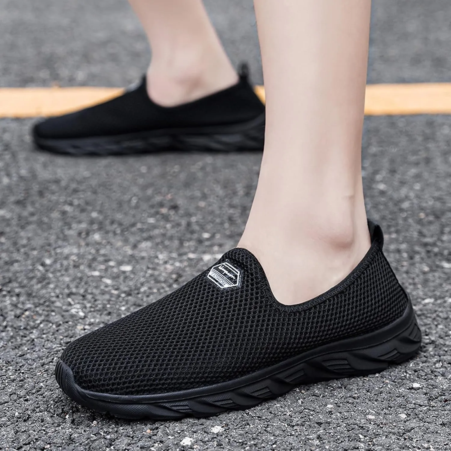 Women's Fashion Sneaker Womens Walking Shoes Slip On Fashion Tennis Shoes Mens Orthopedic Loafers for Women with Arch Support Women Black Sneakers