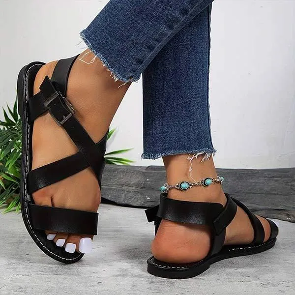Women's Flat Sandals with Ankle Buckle 93462298C