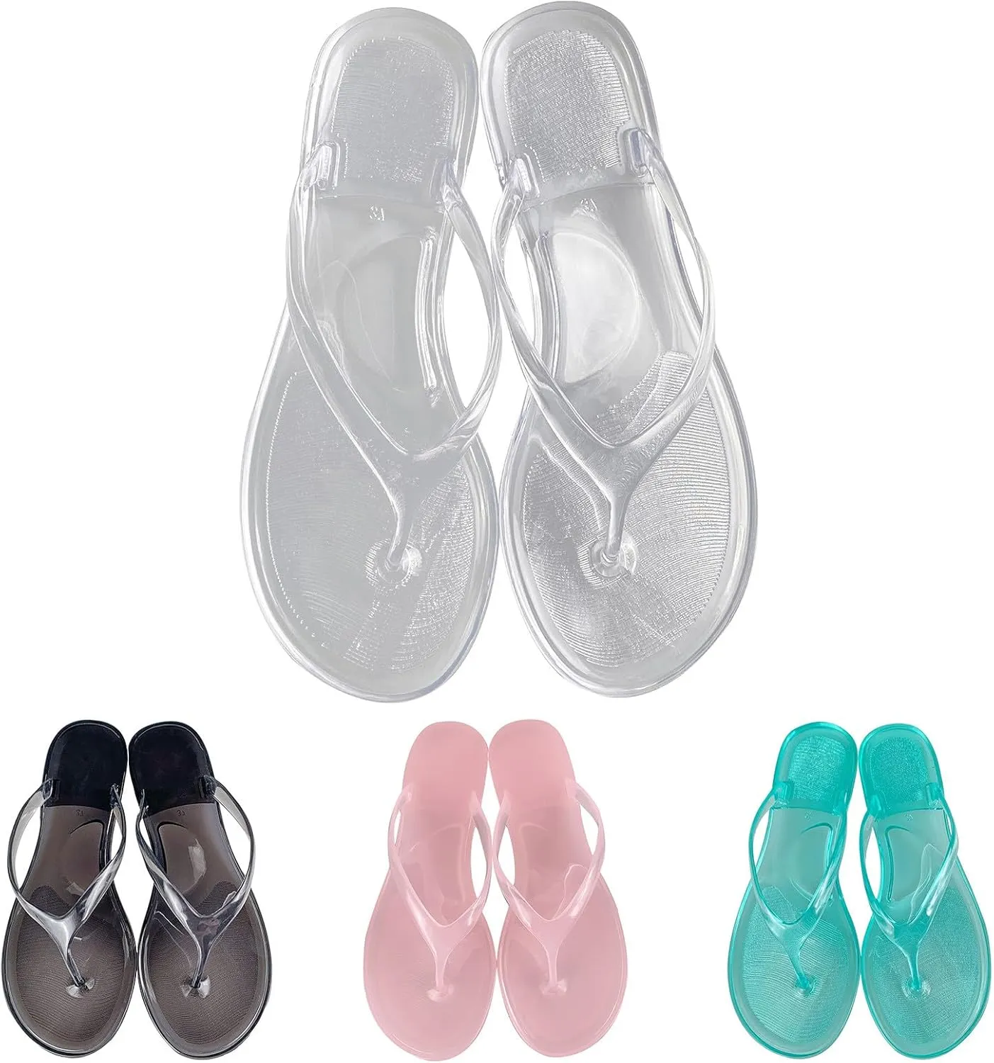 Womens Jelly Flip Flop Casual Sandals Summer Beach Non Slip Casual Bathroom Lightweight Thin Strap Flats Sandals