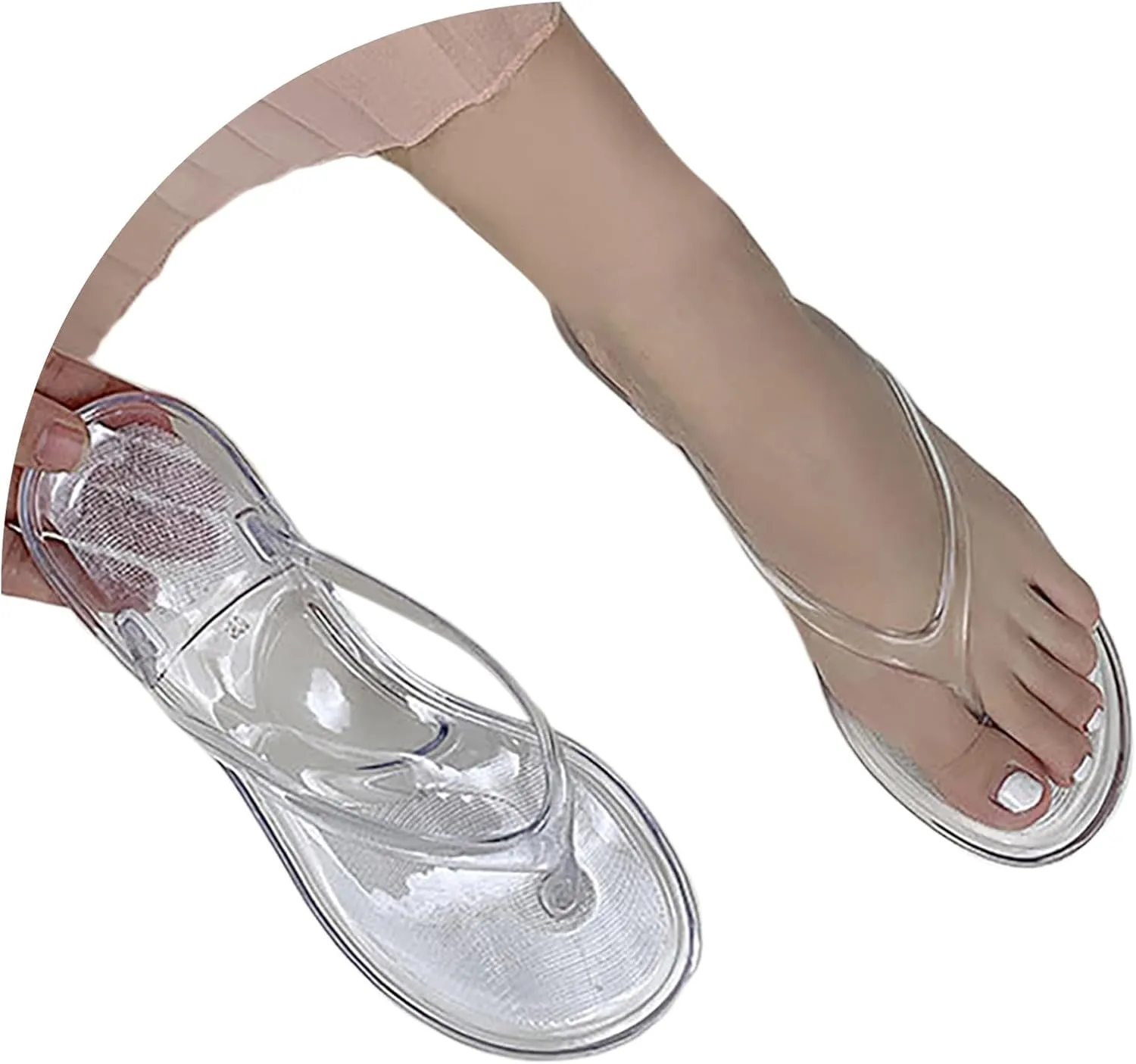 Womens Jelly Flip Flop Casual Sandals Summer Beach Non Slip Casual Bathroom Lightweight Thin Strap Flats Sandals