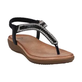Women's Lori Black Embellished Flat Sandals