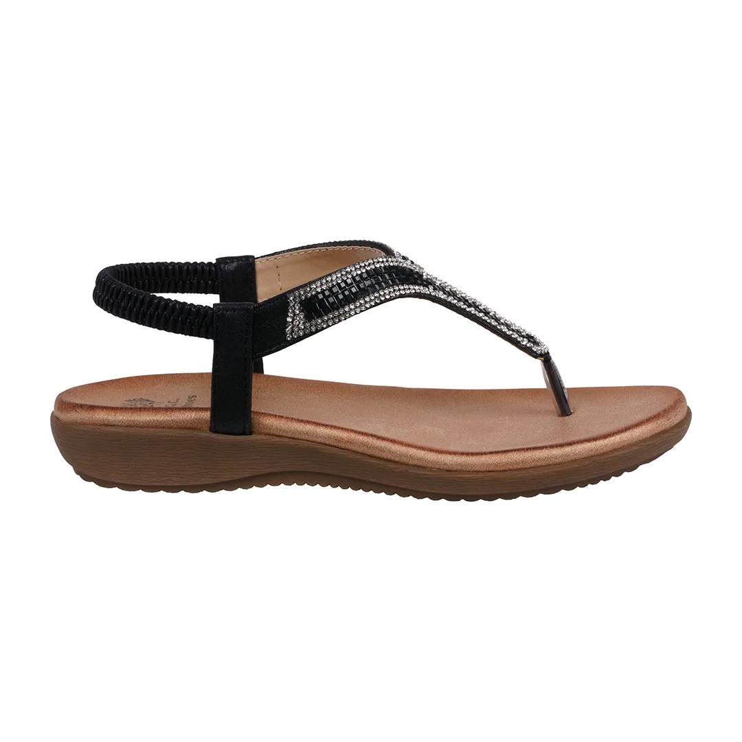 Women's Lori Black Embellished Flat Sandals