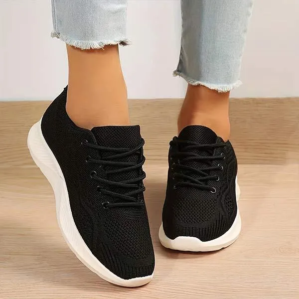 Women's Mesh Flyknit Athletic Shoes with Lace-Up Design 10380372C