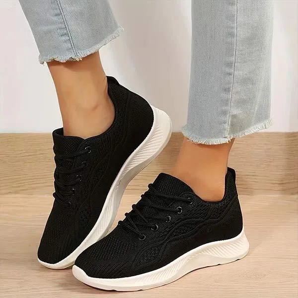 Women's Mesh Flyknit Athletic Shoes with Lace-Up Design 10380372C