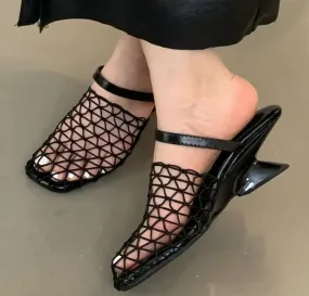 Women's Mesh Wedge Slippers, Slides Shoes, Slingback Slides, Women's Footwear  S32975