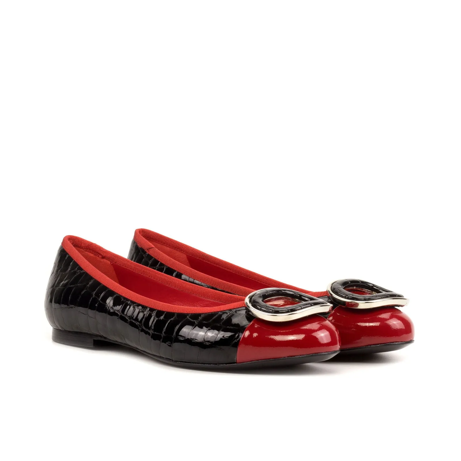 Women's Padua Flat Leather Shoes Wide Plus Size Passion Red  5720