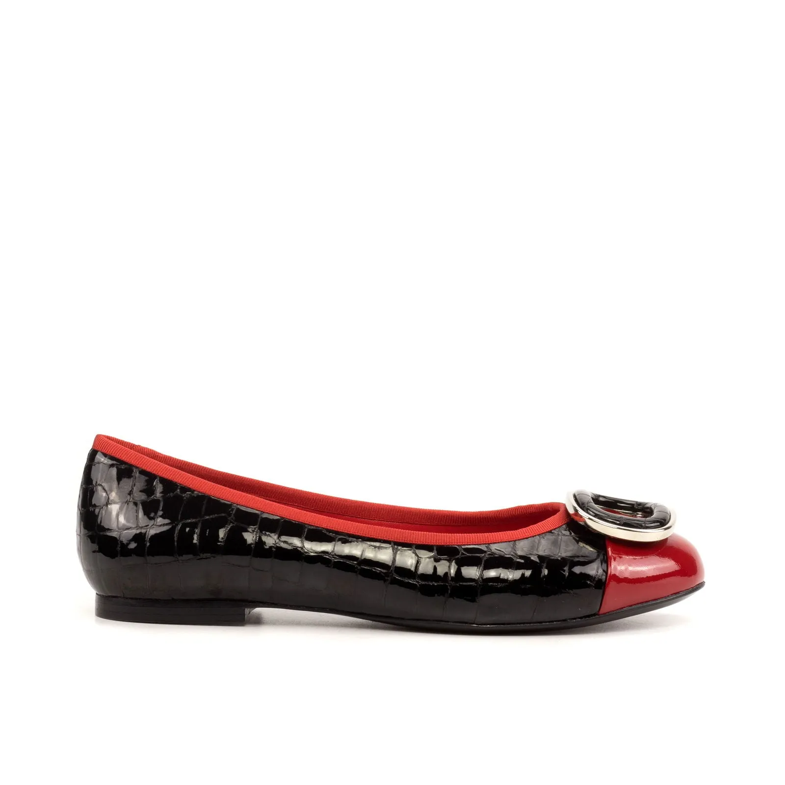 Women's Padua Flat Leather Shoes Wide Plus Size Passion Red  5720