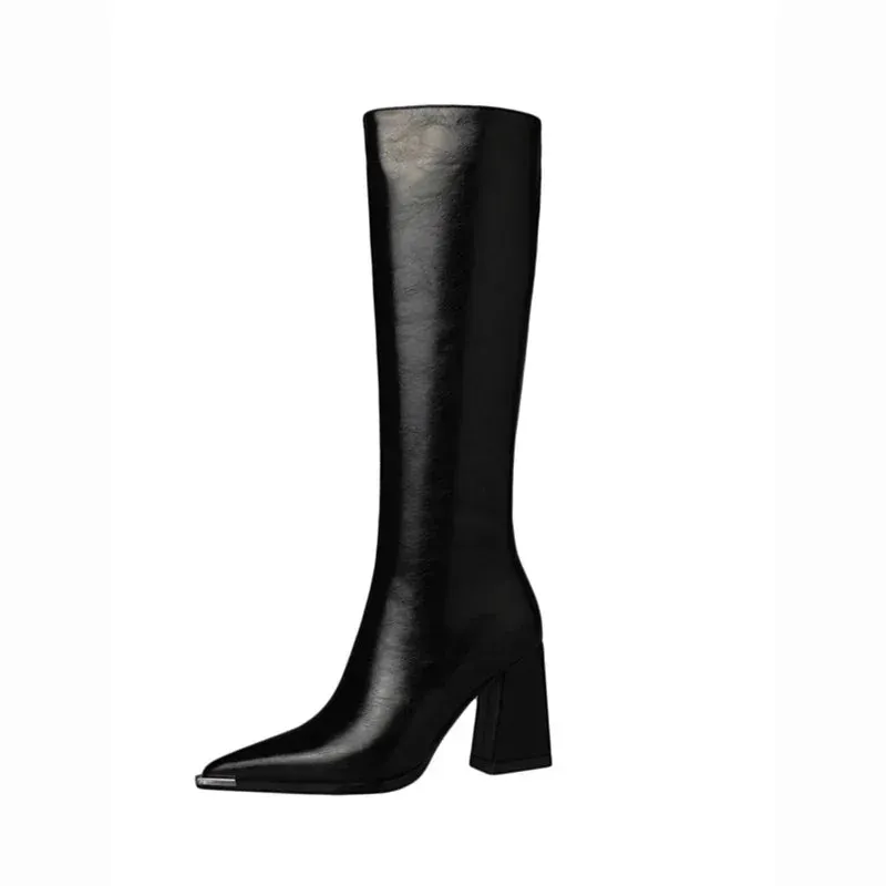 Women's Pointed Toe High Heel Boots - Side Zipper, Elegant Winter Party Booties